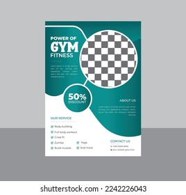 Fitness Gym Flyer, Fitness Body Building flyer A4 size template for Fitness center
