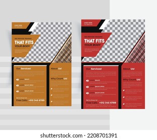 fitness gym flyer design Template for promote your business, Fitness Gym Flyer Template, 02 color fitness body building and gym flyer A4 size template