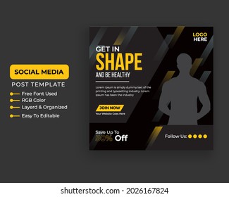 Fitness gym flyer social media post and web banner template