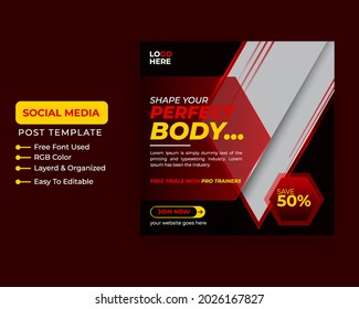 Fitness gym flyer social media post and web banner template