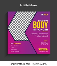 Fitness gym flyer social media post and web banner template