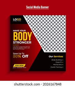 Fitness gym flyer social media post and web banner template