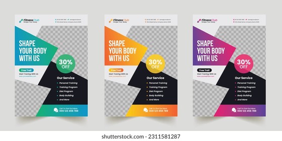 Fitness and gym flyer template design