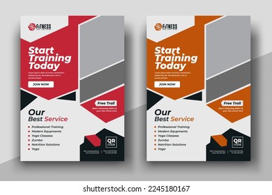 Fitness gym flyer template, Fitness workout flyer template
