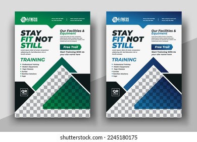 Fitness gym flyer template, Fitness workout flyer template
