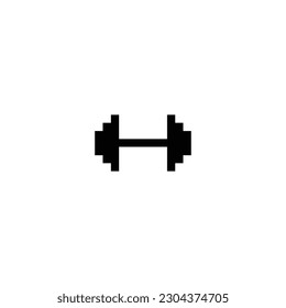 fitness and gym icon pixel art style with black color and white background good for your project and game asset.