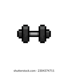 fitness and gym icon pixel art style with black color and white background good for your project and game asset.