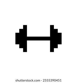 fitness and gym icon pixel art style with black color and white background good for your project and game asset.