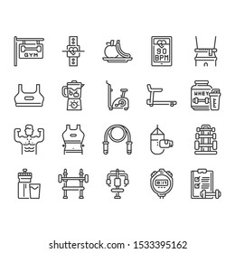 Fitness and gym icon set