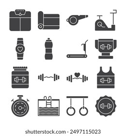 Fitness Gym Icon Set Sign Symbol
