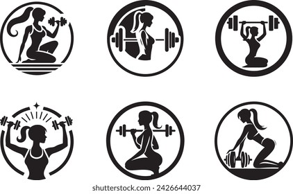 Fitness GYM Icon with strong athlete and barbell vector Illustration 