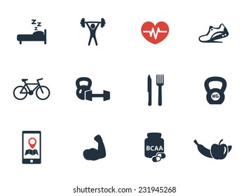 fitness, gym icons set vector illustration, eps10, easy to edit