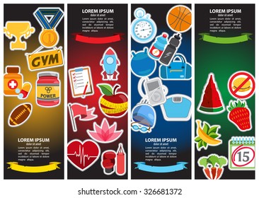 Fitness and gym infographics, sport, healthy lifestyle, fitness icons