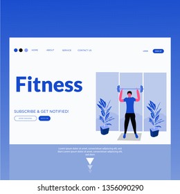 Fitness- Gym- landing page. Modern flat design concept of web page design for website and mobile