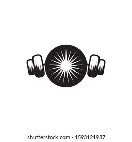 Fitness and gym logo design inspiration with using barbel icon vector template