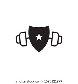 Fitness and gym logo design inspiration with using barbel icon vector template