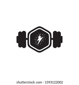 Fitness and gym logo design inspiration with using barbel icon vector template