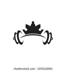 Fitness and gym logo design inspiration with using barbel icon vector template