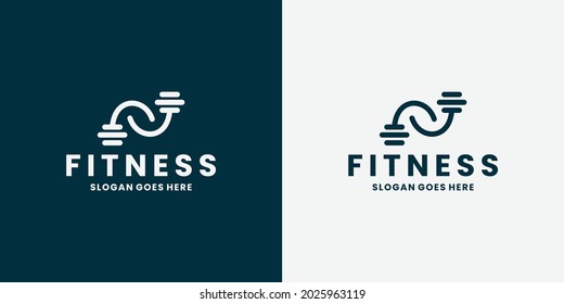 fitness gym logo design. muscular arms with barbell concept