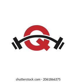 Fitness Gym Logo Design On Letter Q Template. Letter Q Fitness Club Exercising Logo