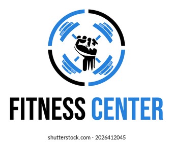 Fitness gym logo design template with dumbbells. Logo for fitness center isolated on white background