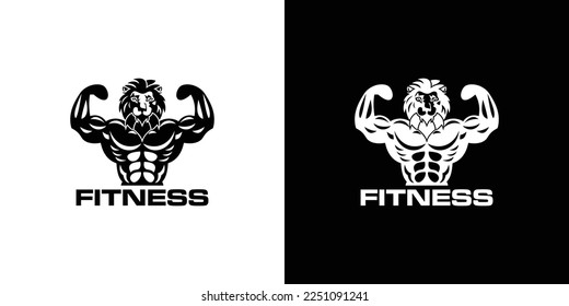 Fitness Gym logo design template. Labels in vintage style with sport silhouette symbols