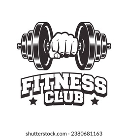 Fitness Gym logo design template isolated. Vintage monochrome sport and fitness logo vector