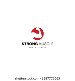 Fitness Gym logo design template with exercising athletic man and woman isolated on white, vector illustration
