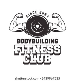 Fitness Gym logo design template isolated. Vintage monochrome sport and fitness logo vector