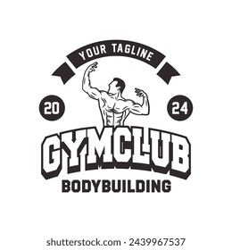 Fitness Gym logo design template isolated. Vintage monochrome sport and fitness logo vector