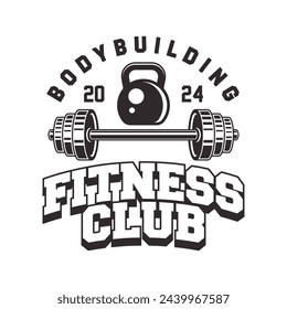 Fitness Gym logo design template isolated. Vintage monochrome sport and fitness logo vector