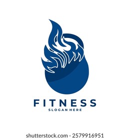 Fitness and Gym Logo Design Vector. Fire Kettle bell logo. fitness and gym logo inspirations