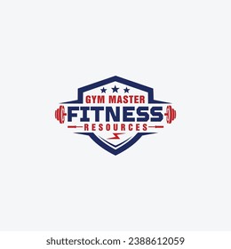 Fitness and gym logo. Fitness equipment logo design, bodybuild exercise logo design vector template 