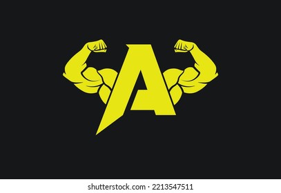 Fitness Gym Logo With Letter A, Bicep Flex Logo