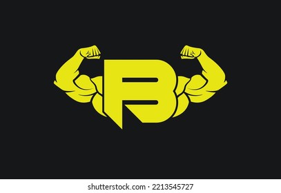 Fitness Gym Logo With Letter B, Bicep Flex Logo, Design, Vector, Emblem.