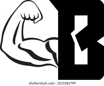 Fitness Gym Logo With Letter B, Bicep Flex Logo