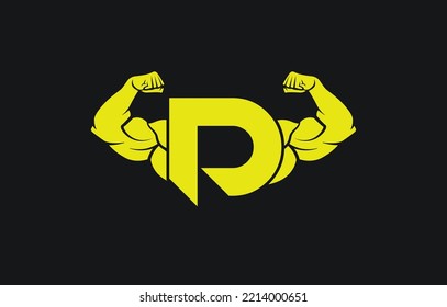 Fitness Gym Logo With Letter D, Bicep Flex Logo, Design, Vector, Emblem.