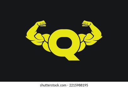 Fitness Gym Logo With Letter Q, Bicep Flex Logo