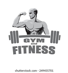 Fitness Gym Logo Mock Bodybuilder Showing Stock Vector (Royalty Free ...