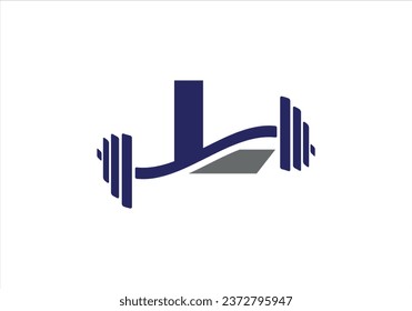 Fitness Gym Logo On Letter L. Fitness Club Icon With Exercising Equipment. Initial Alphabet Letter L GYM Logo Design Template