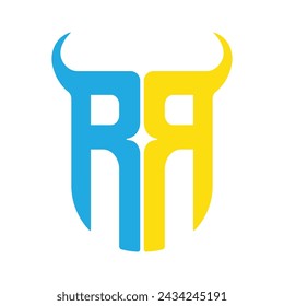 fitness and gym logo RR with bull head concept, RR shield logo . double R in the shield with clean and modern design