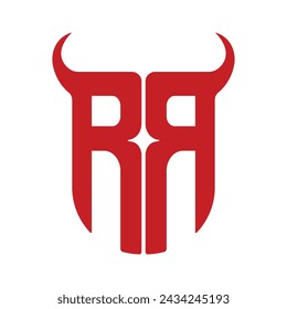 fitness and gym logo RR with bull head concept, RR shield logo . double R in the shield with clean and modern design