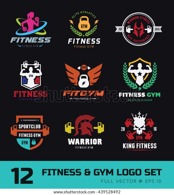 Stock vektor „Fitness Gym Logo Set“ (bez autorských poplatků) 439528492