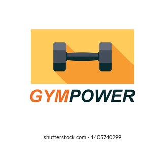 Fitness gym logo sign, bodybuilding club emblem template. Sport icon, power lifting logotype with barbell, dumbbell symbol.