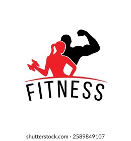 Fitness Gym Logo with Strong Bicep Flex Silhouette