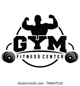 Fitness Club Logo Exercising Athletic Man Stock Vector (Royalty Free ...