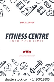Fitness Gym Motivation Quote. Hand draw doodle background