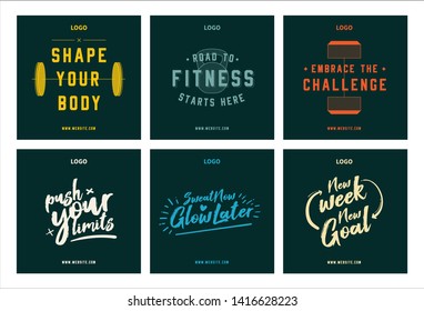 Fitness gym motivation quotes social media post collection template