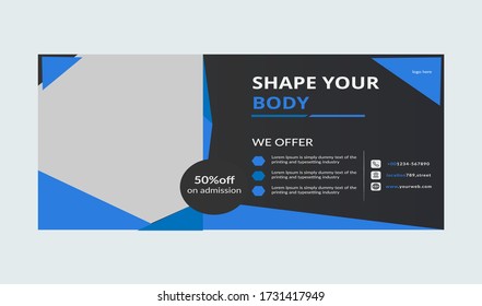 Fitness or gym promotional social media web banner cover template