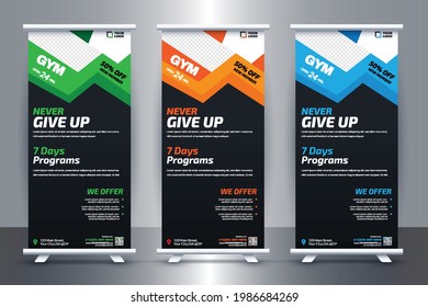 Fitness Gym Rollup Banners Template Design ideas in 2021-2030